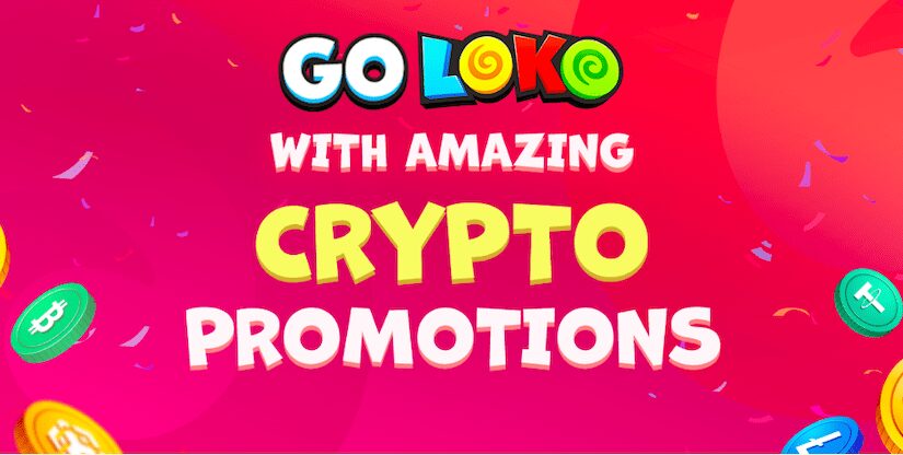 Go Loko crypto promotions banner with emojis