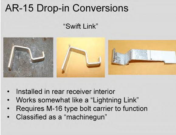 AR-15 Swift Link conversion parts and text