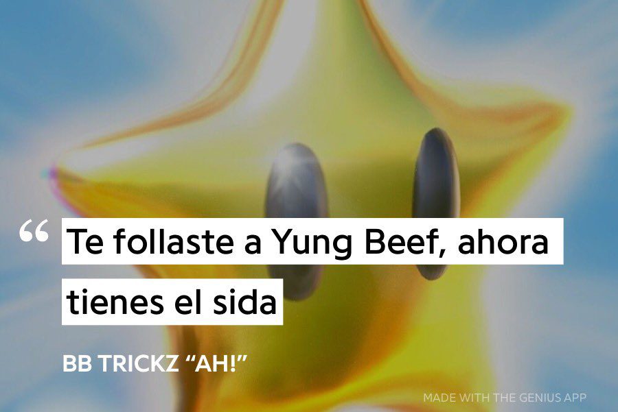 Spanish lyrics screenshot over glowing star background
