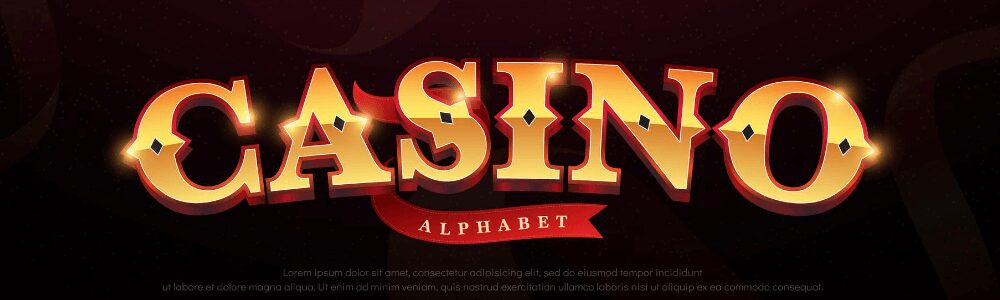 Gold "CASINO" sign with "ALPHABET" subtitle
