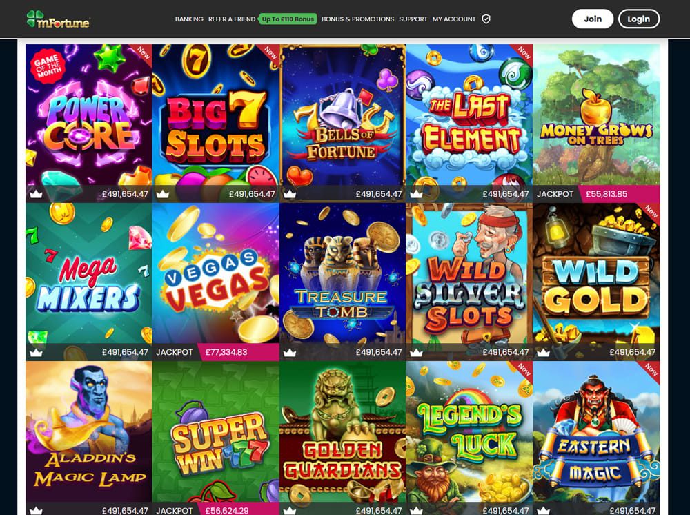 Colorful online casino slot game thumbnails