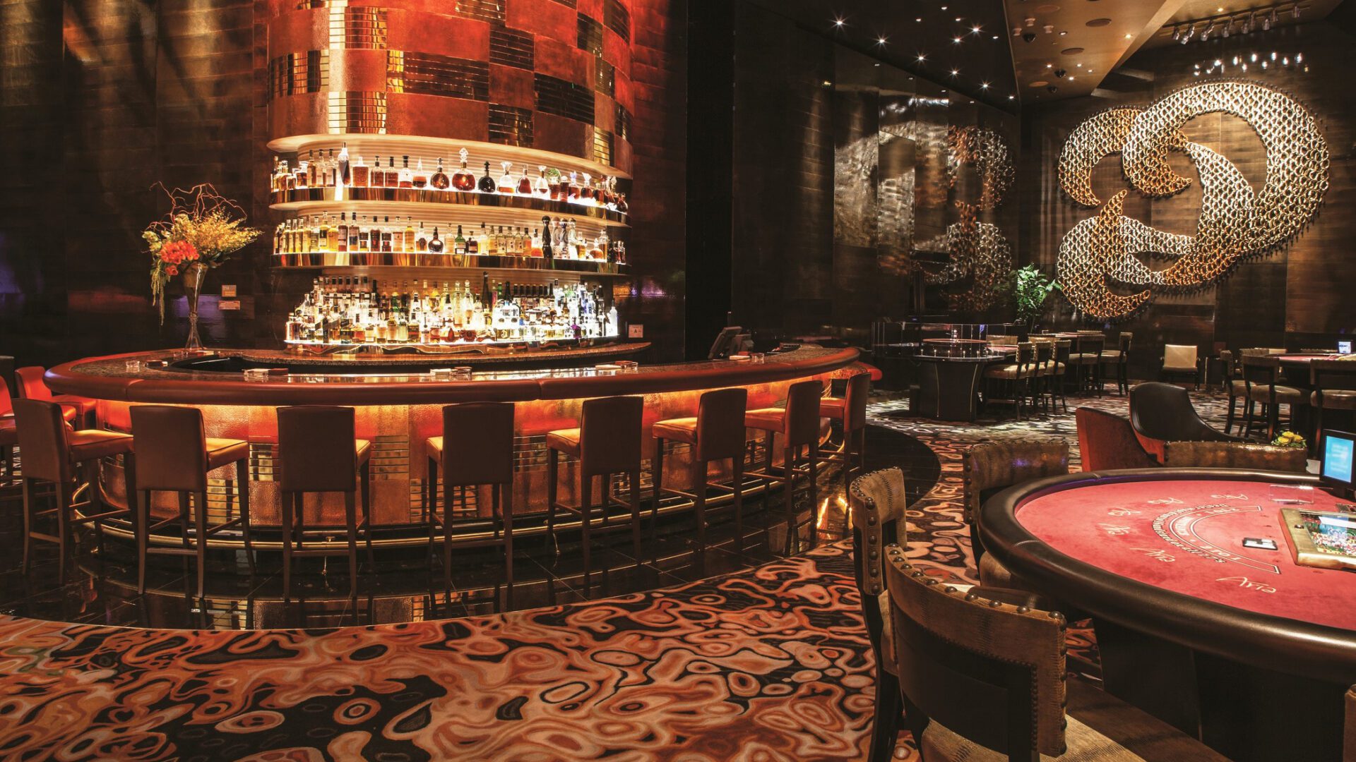Upscale casino bar with poker table