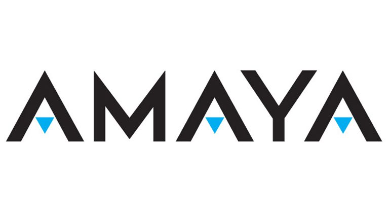 Stylized AMAYA logo with blue triangles